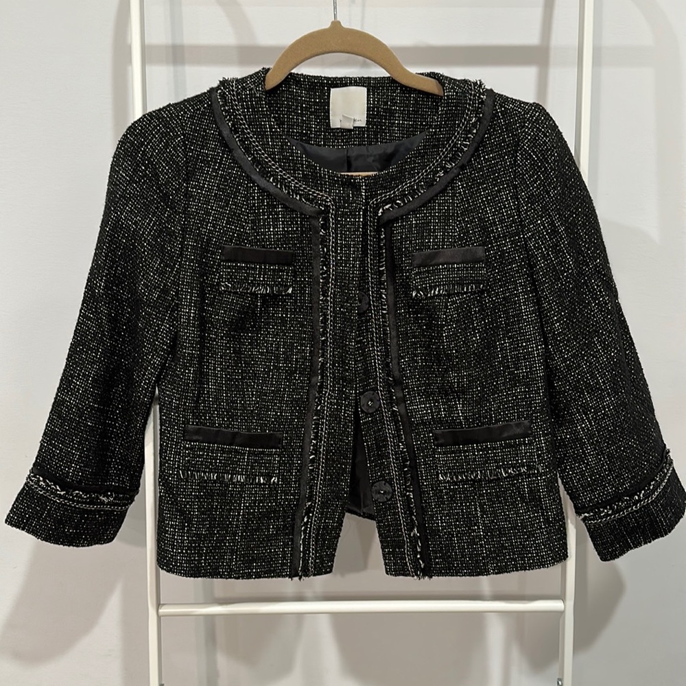 Halogen Mixed Media Tweed Crop Jacket - Size XS